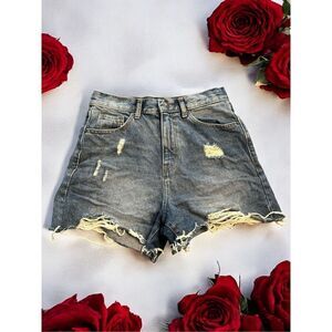 Nasty Gal Womens Blue Denim Cut Off Shorts Size 6 Distressed Cotton